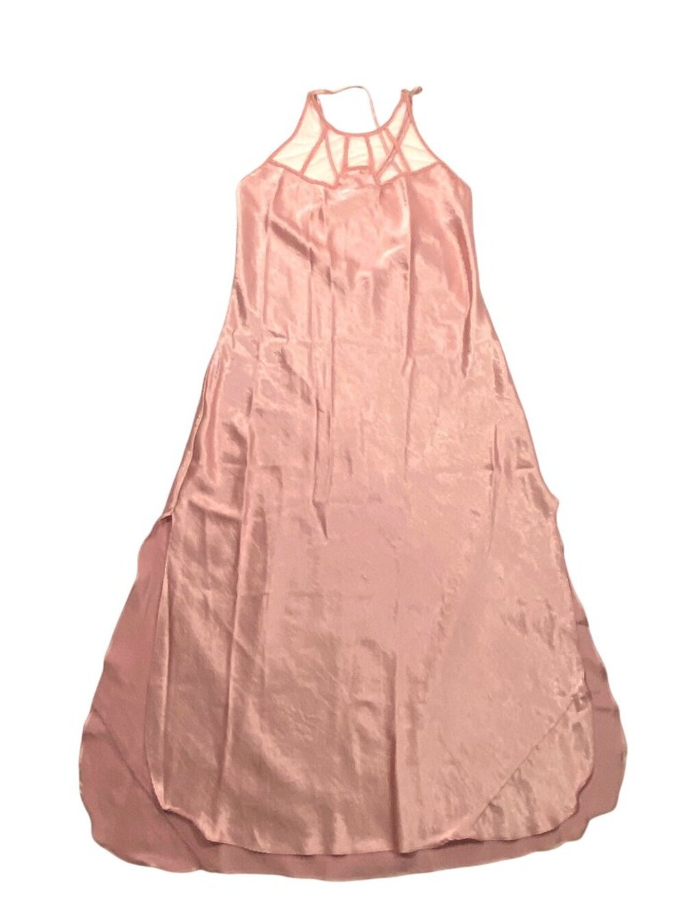 Vintage Victoria Secret gold label Satin Pink slip Dress Sheer Halter Neck L - Picture 5 of 12